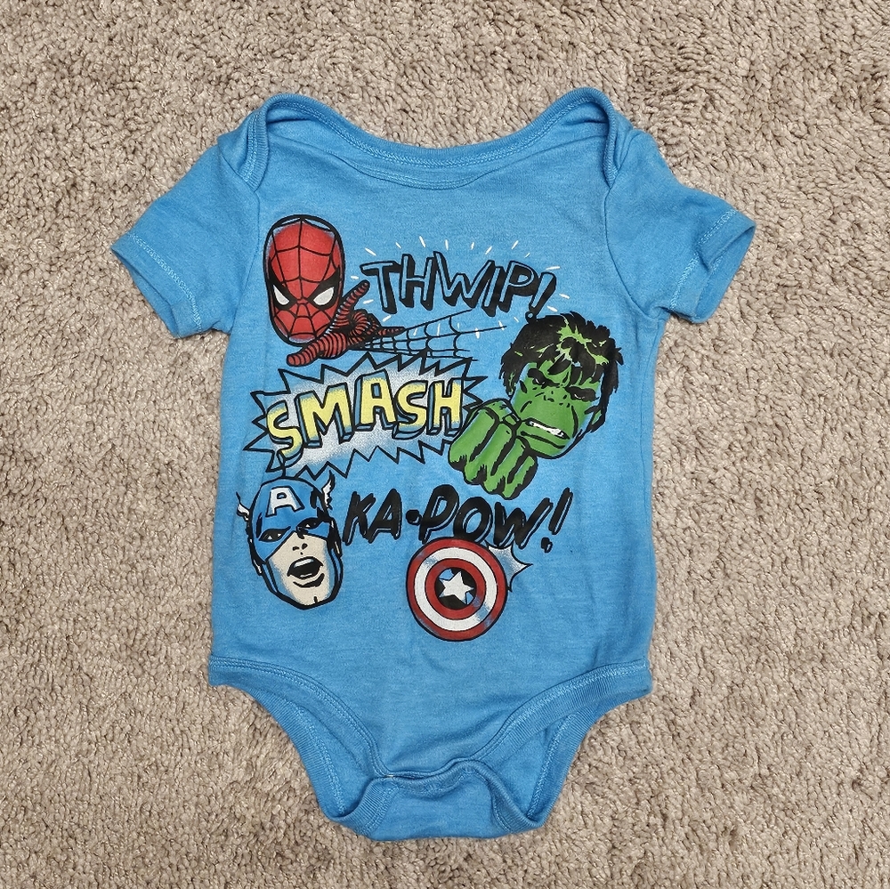 Official Marvel Bright Blue Short Sleeve Onesie 12 months